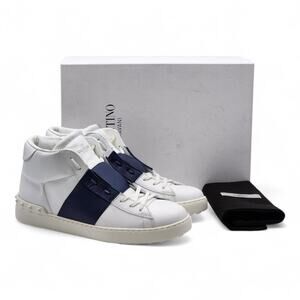 Valentino Garavani Open Men's High Top Leather Sneakers White Blue EU 43 US 10